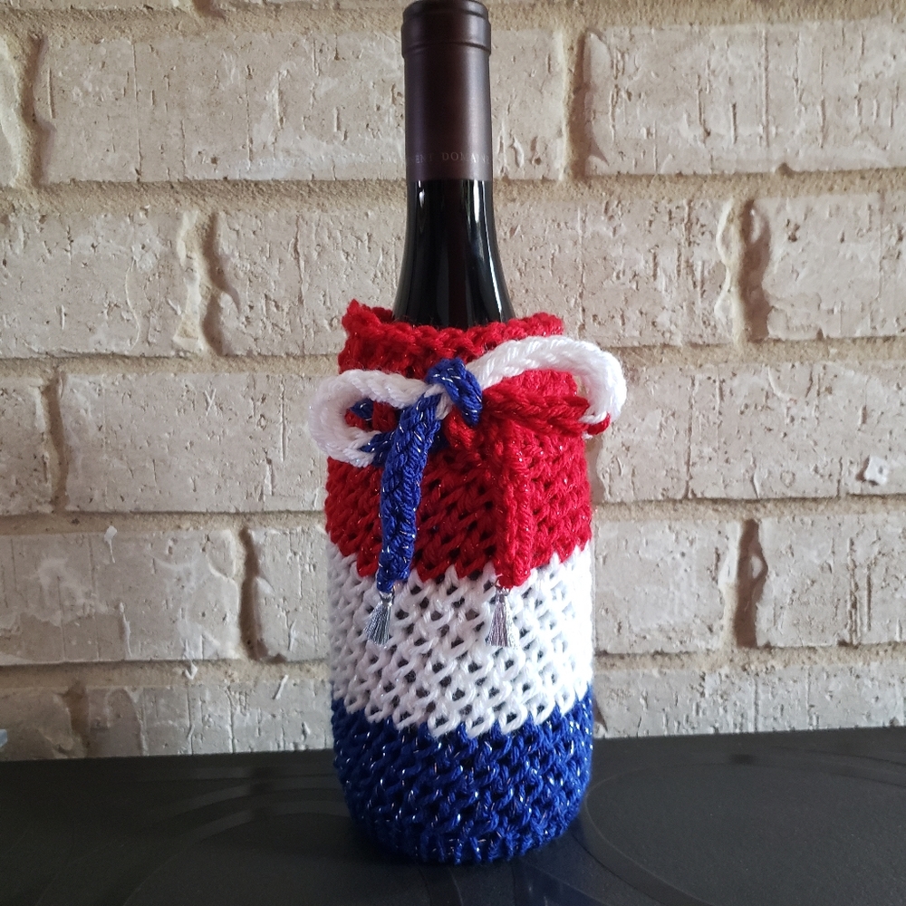 Handmade 4th Of July Wine Bottle Cover